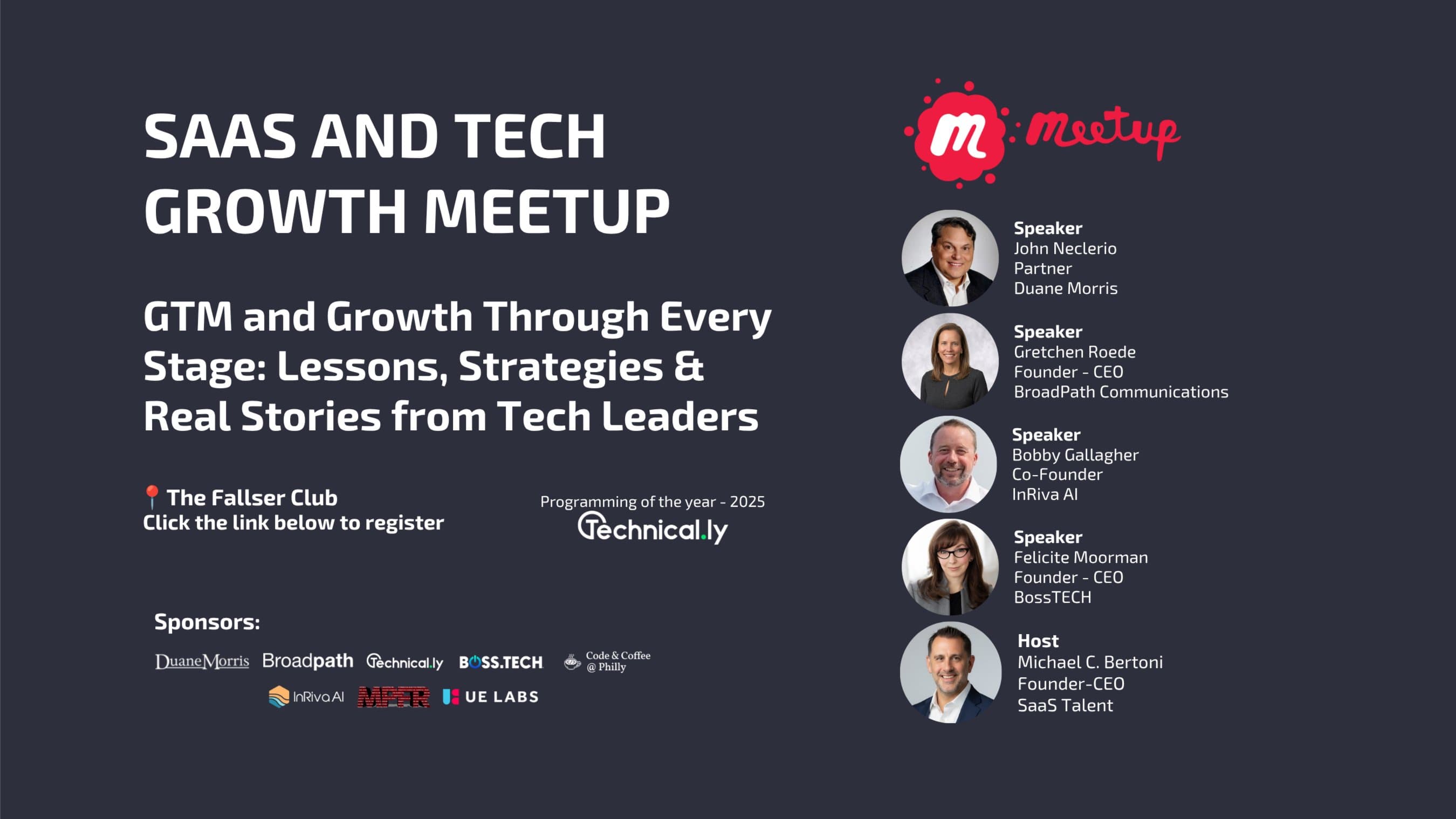 SaaS & Tech GROWTH Meetup - GTM and Growth Through Every Stage event background